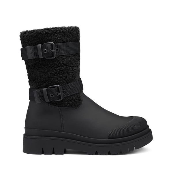 Waterproof Fur Lining Mid Calf Snow Boots - BLACK - 1